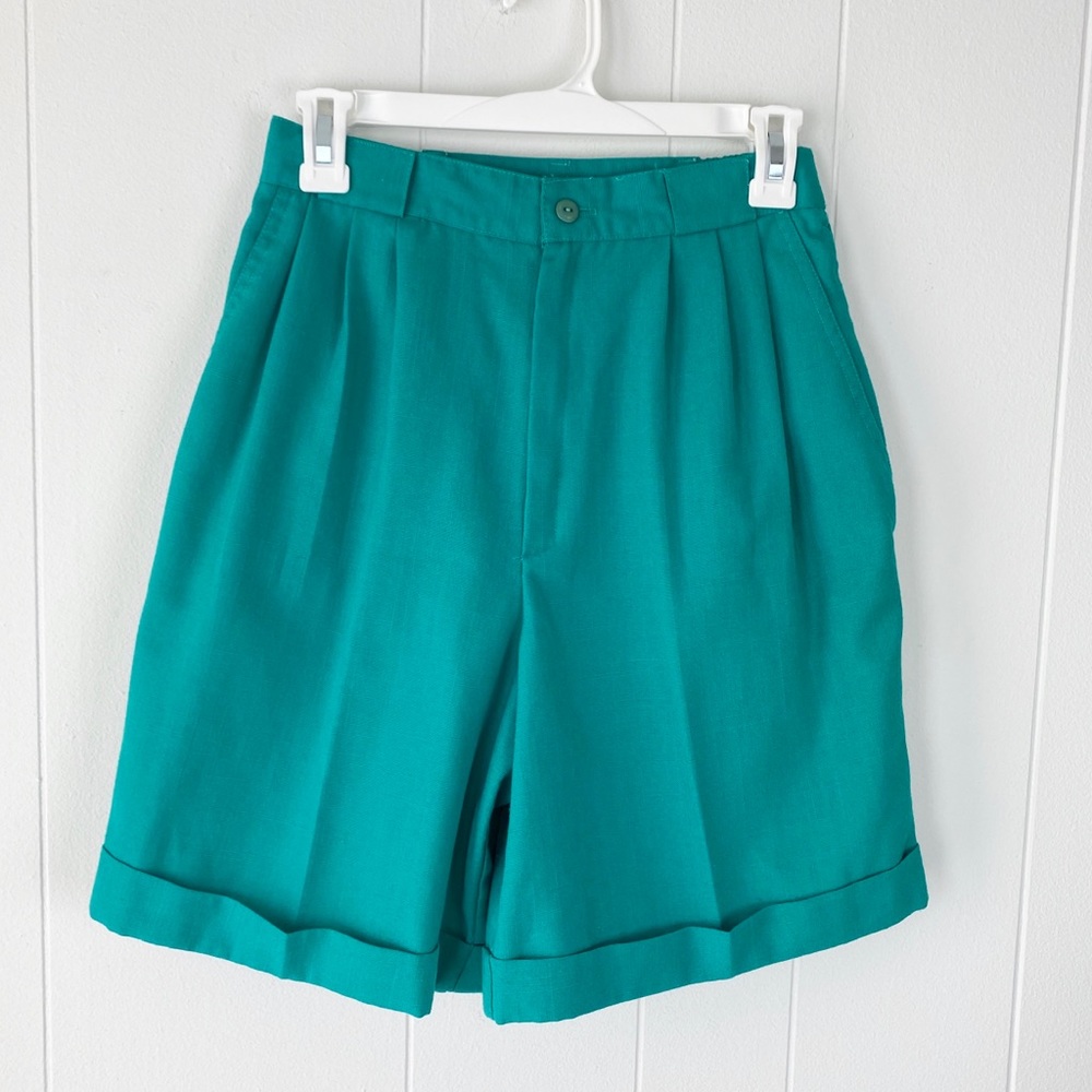 Vintage Teal High Rise Pleated Short 26" Waist
